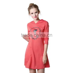 2016 Hotsale New Fashion Hooded Mini Dress, Womens Winter Dress With Long Sleeve Pockets Design thumbnail-4