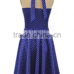 Walson C89149A Lady Rockabilly Halter Dress Whloesale Ladies Vintage Style Polka Dot Halter Neck Rockabilly Dress thumbnail-3