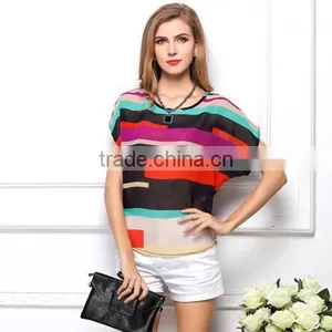 2017 Ladies Shirts Blouses Chiffon Women Short Sleeve Blouses thumbnail-4