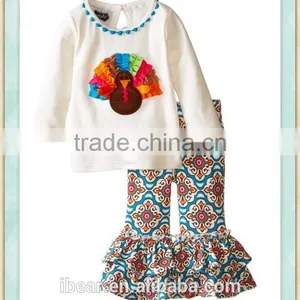 Baby Girls' Turkey Tunic and Legging Set Long Shirts With Ruffe Pants Children Turkey Shirts Fall Outfit Kids Boutique Clothes thumbnail-1