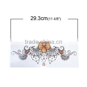 Paper Removable Waterproof Temporary Sternum Tattoo Sticker Body Art Yellow Flower Pattern Temporary Tattoos Printing thumbnail-2