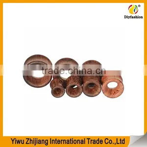 Longbeauty Pair Vintage Brown Natural Wood Hollow Tunnels Ear Plugs Stretcher Gauges thumbnail-2