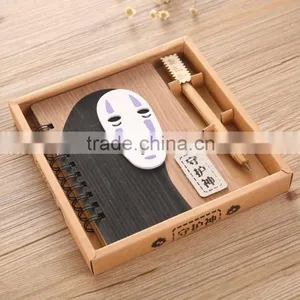 Hot Sale Spirited Away no Face Man Cute Cartoon Wood Cover Anime Paper Notebook for Students thumbnail-5