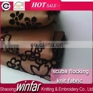 Winfar Textile Hot Selling 75D/72F DTY Flower Flock Polyester Scuba Fabric Design thumbnail-1