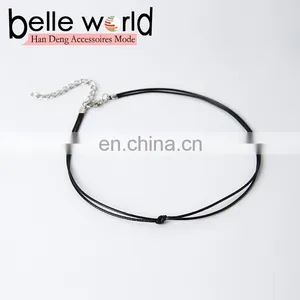 Fashion Simple Chocker Necklaces Black Leather Knot Thin Choker Necklace thumbnail-5