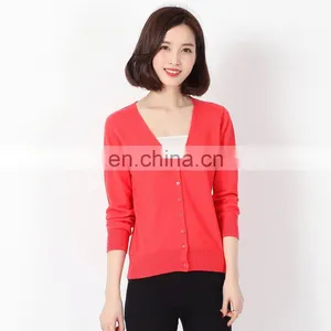 Spring Autumn High Quality Fashion V-neck Custom Latest Design Autumn Long Sleeve Rayon V Neck Cardigan Sweater Design for Women thumbnail-2
