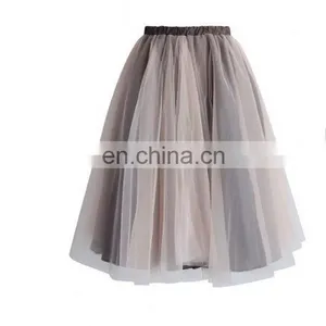 Mesh Tulle Skirt in Taupe thumbnail-3