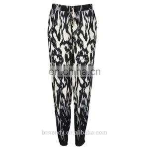 Wholesale Ladies Baggy Printed Rayon Woven Trouser Long Pants thumbnail-3