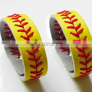 Popular Cheap Leather Sports Softball Bracelet thumbnail-1