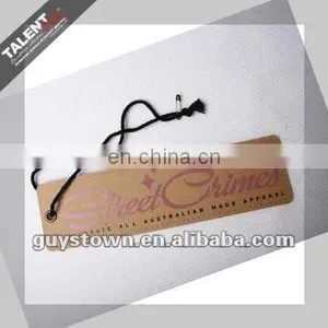 Custom Private Brand Name Printed Kraft Paper Hang Tag With Spot UV Logo for Clothing thumbnail-1