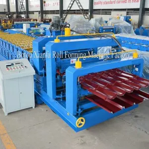Roof Tiles Colored Steel Double Sheet Roll Forming Machine thumbnail-1