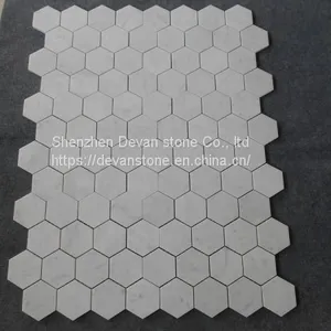 Carrara C White Marble Hexagon Floor Mosaic Tiles for Bathroom thumbnail-2