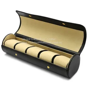 5 Slot Portable Travel Watch Box Roll Watch Bracelets Case Leather Travel Case Watch Roll for 5 Watches Customized Logo thumbnail-1