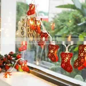 2020 Hot Sale Battery Powered Fairy Indoor Outdoor Iron Christmas Sock String Light for Home Room Decoration thumbnail-4