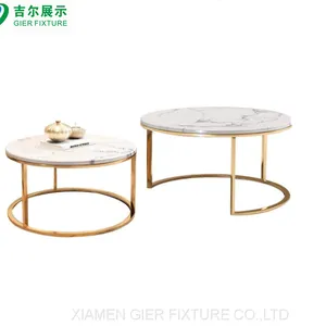 Golen Modern Marbling Round Tea Table Sofa Side Simple Wrought Steel Coffee Table thumbnail-5