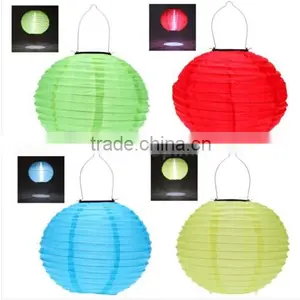 Outdoor Solar Powered Hanging Paper Lantern Led Light thumbnail-2