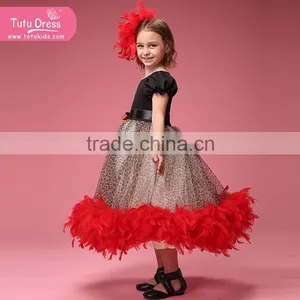 Luxury Black Red Ball Gown Feather Cupcake Pageant Dress For Girl thumbnail-2