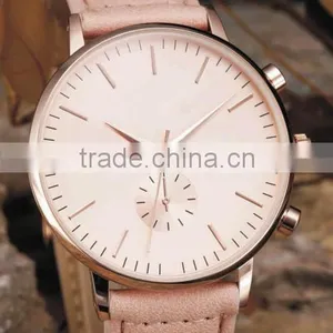 2016 Vogue Womens Watches Leather Strap Casual Life Style Rose Gold Plated Quartz Classic Style thumbnail-1