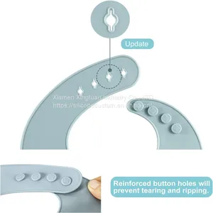 Soft Adjustable Baby Silicone Feeding Set Bubs Custom Logo Baby Bibs thumbnail-2