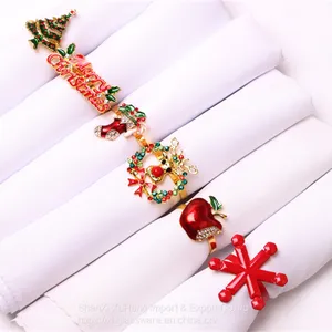 Delicate Letter Merry Christmas Table Decors for Holiday Wedding Banquet Birthday Diamonds Napkin Ring thumbnail-1