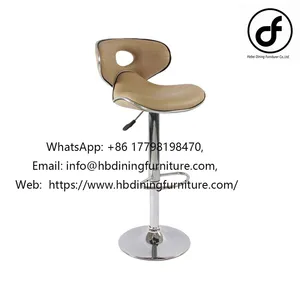 Upholstered Backrest Leather Metal Foot Lift Swivel Bar Stool thumbnail-1