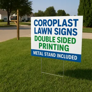 Coroplast Lawn Signs Double Sided Custom Printing Metal Stand Included for Campaign and Real Estate thumbnail-1