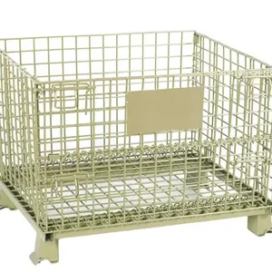 Galvanized Heavy Duty Collapsible Wire Mesh Cage Warehouse Storage Container thumbnail-3