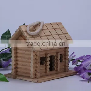 Small Unfinished Natural Wood Wooden Bird House thumbnail-2