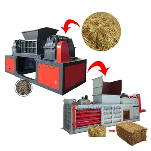 Straw Alfalfa Silage Shredding and Baling Production Line Waste Clothes Dual Axis Shredder EPC thumbnail-1