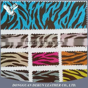 Decorative 0.6-0.8mm Thickness Knitted Flower Printed Glitter Leather thumbnail-2