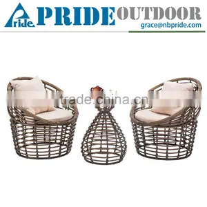 Brown Color Garden Wicker Dining Table And Chairs Rattan Coffee Glass Round Table And Chair thumbnail-1