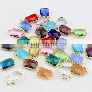 JFG0506 Wholesale Rectangle Crystal Gemstone Bezel Connectors thumbnail-1