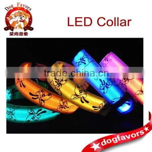 5 Color LED Flashing Dog Pet Collar Adjustable Nolon Patterned Neck Strap Buckle thumbnail-1