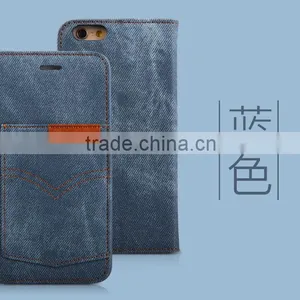 PEACOCKTION JeanWallet Leather Case With CardSlot Foriphone6 Plus Soft TPU Micro Magnetic Adsorption Flip Case for Iphone6s Plus thumbnail-4