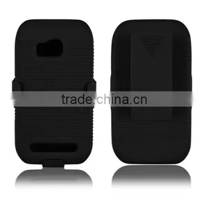 2 Parts Snap-on Hard Rubberized Slide Case With Swivel Belt Clip Holster for Nokia Lumia 710 With Kickstand Function thumbnail-2