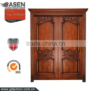 Flower Carving Double Swing Mahogany Villa Entrance Wood Design Door thumbnail-6