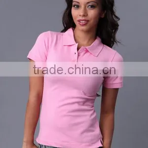 Slim Fit Design Women Organic Cotton t Shirt Wholesale Polo Shirt thumbnail-1
