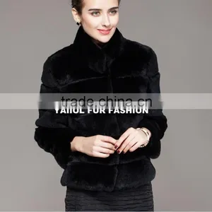Rex14044 High Quality Real Rabbit Fur Coat Girls thumbnail-1