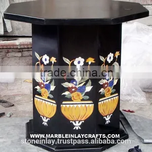 Black Handmade Marble Table Base thumbnail-1