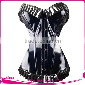 Black Accept Paypal Lingerie Leather Corset Tight Top thumbnail-1