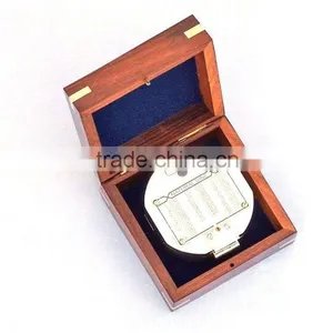 Nautical Solid Brass Compass Pocket Compass With Rosewood Box 13431 thumbnail-1
