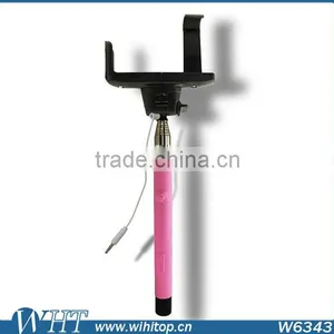 New Designer Extendable Wired Selfie Stick Handheld Monopod Self-pole Built-in Shutter With Mount Clip Holder thumbnail-3