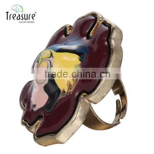 Wholesale Jewelry Mix Color Oil Painting Adjustable Fashion Ring Jewelry thumbnail-1