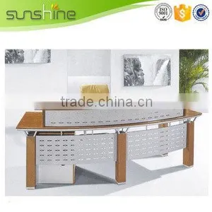 Office Reception Desk White Table Green Dampers With Iron Frame Modern thumbnail-5