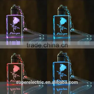 Import From China Customizable LED Crystal Shining Keychain Key Chain Gift New Supplier's Choice thumbnail-2