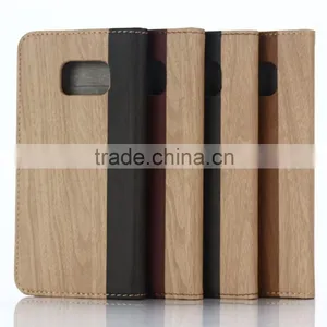 Retro Wood Leather Stand Shockproof Case for Samsung Galaxy s7 thumbnail-1