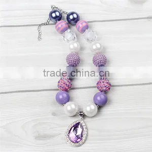 Purple Pendant Necklace and Flower Hairband Latest Design Beads Necklace Baby Girl Jewelry Beaded Necklace and Hairband thumbnail-4