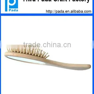 Two in One Wooden Hair Brush and Mirror thumbnail-1