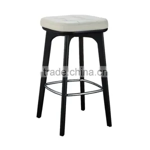 BS008A Leather Wood Bar Stool thumbnail-1