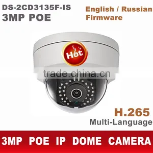 Multi-Language V5.3.3 DS-2CD3135F-IS 3MP Support H.265 HEVC Support TF Card Slot &Two Way Audio Mini Dome POE IP CCTV Camera thumbnail-1